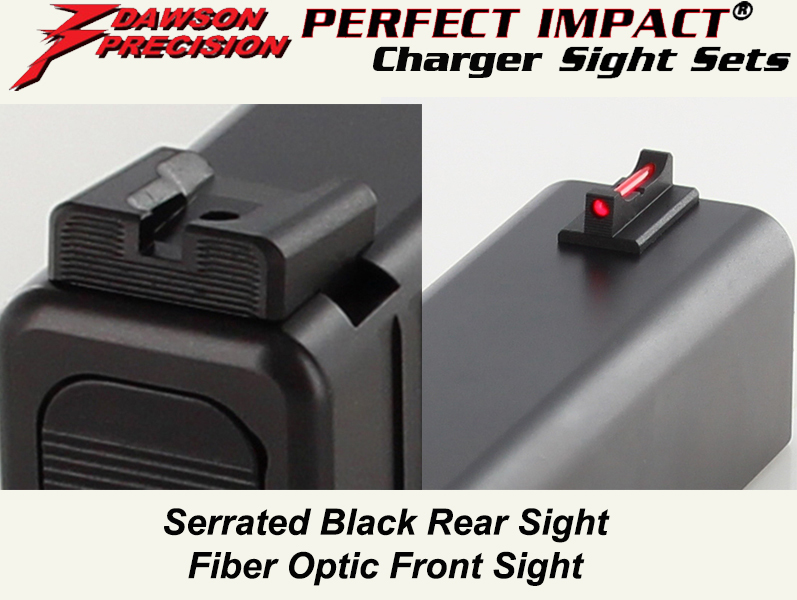 Dawson Precision Glock 42 Fixed Charger Sight Set - Black Rear & Fiber Optic Front