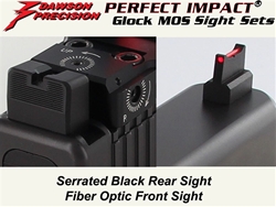 Dawson Precision Glock Gen5 G17/G19 MOS Fixed Co-Witness Sight Set - Black Rear & Fiber Optic Front(For Delta Point Pro, Vortex Razor and similar red dot scopes)