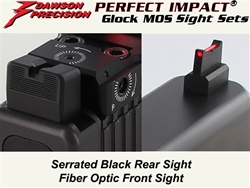 Dawson Precision Glock Gen5 G34 MOS Fixed Co-Witness Sight Set - Black Rear & Fiber Optic Front(For Delta Point Pro, Vortex Razor and similar red dot scopes)