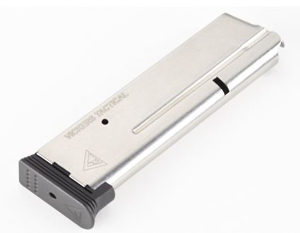 Wilson 1911 ETM-V, Vickers Duty Magazine, 9mm, Full-Size, 10 Round, Steel Base Pad